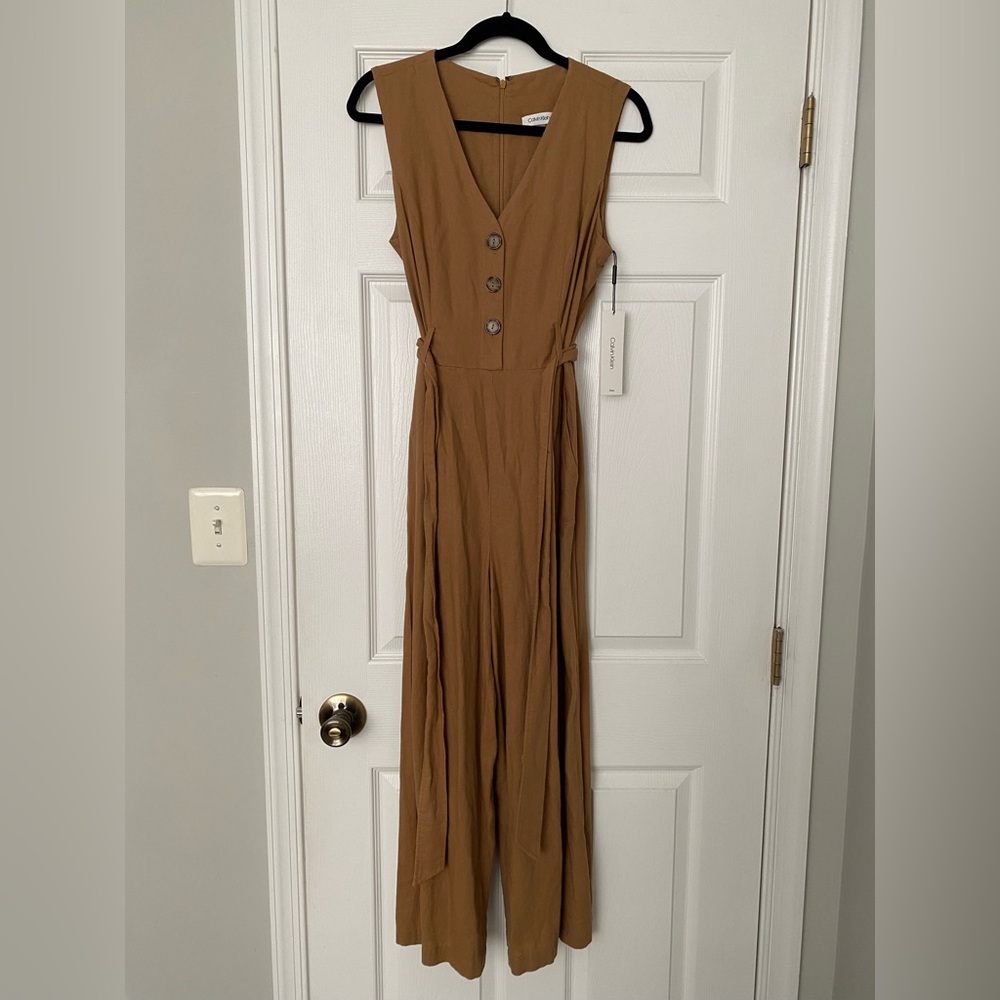 Calvin Klein Chic Brown Sleeveless Jumpsuit